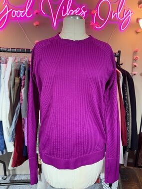 lululemon athletica Ribbed Crewneck Sweater in Magenta